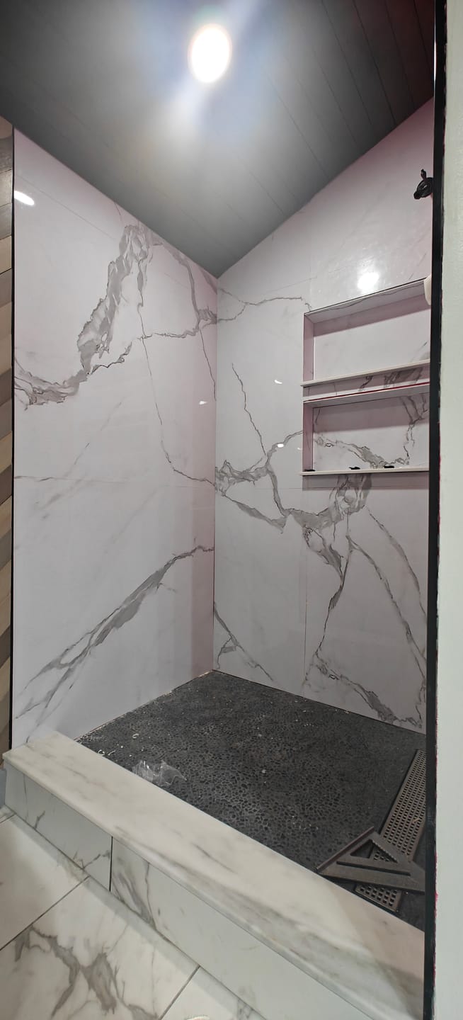 Customer photo review of White Carrara Marble Wall Panel 96" X 48"