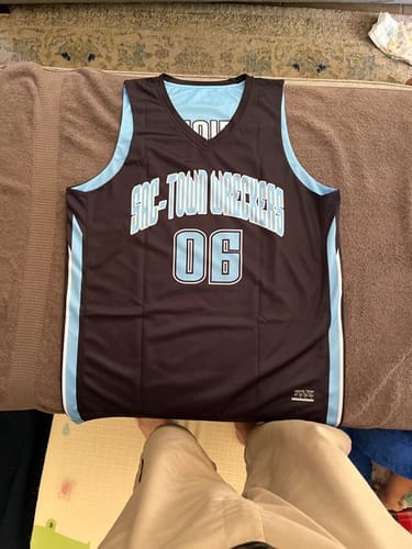 Customer photo review of Custom Pink White  Double Side Tops Athletic Basketball Jersey