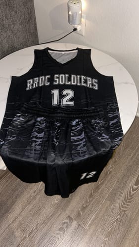 Customer photo review of Custom Black Red-White Stripe Fashion Tops Breathable Basketball Jersey