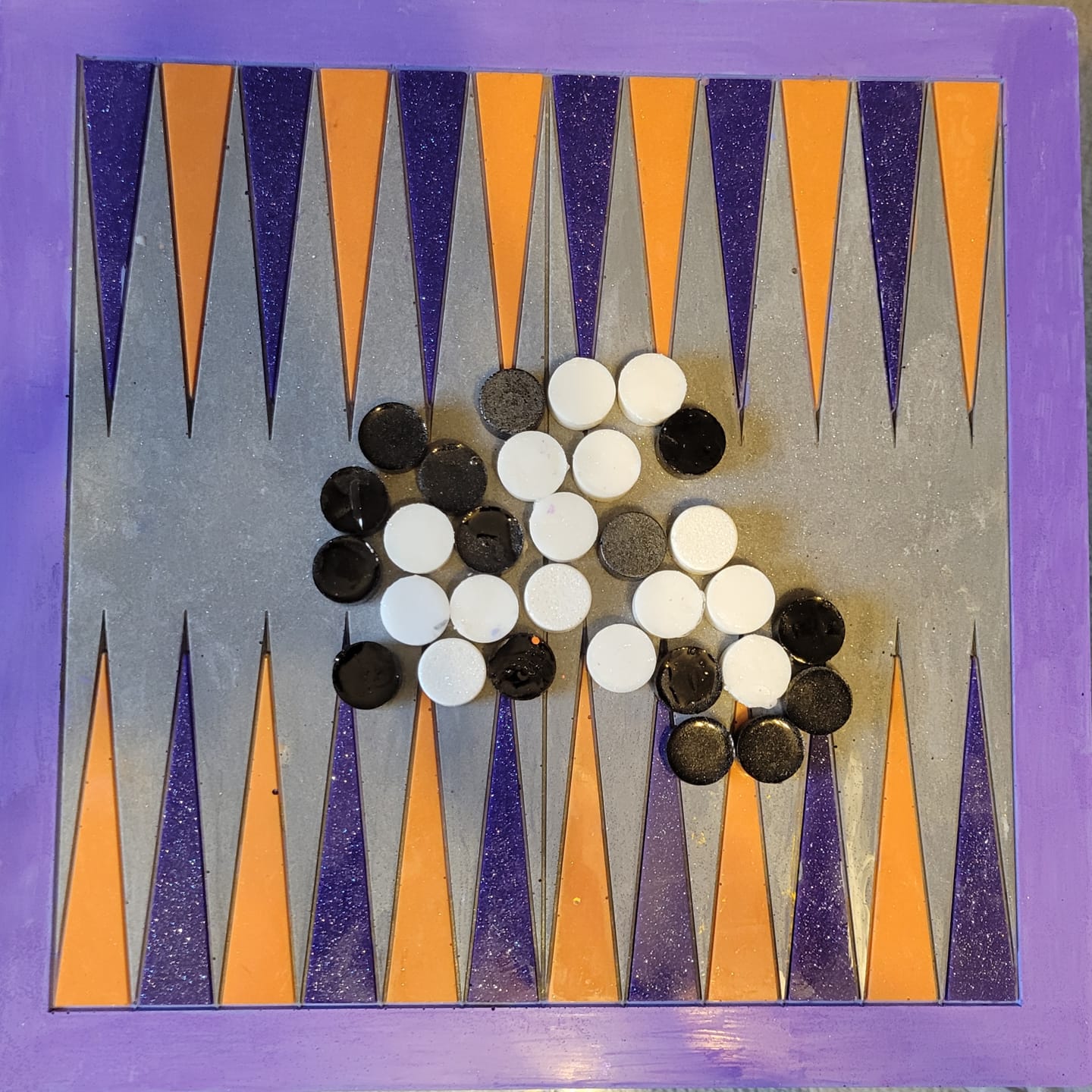 Customer photo review of 14x14x0.5" Medium Backgammon Board With Pieces Silicone Mold