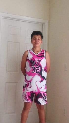 Customer photo review of Custom Reversible Basketball Jerseys with Numbers |  Personalized Double Side Tops