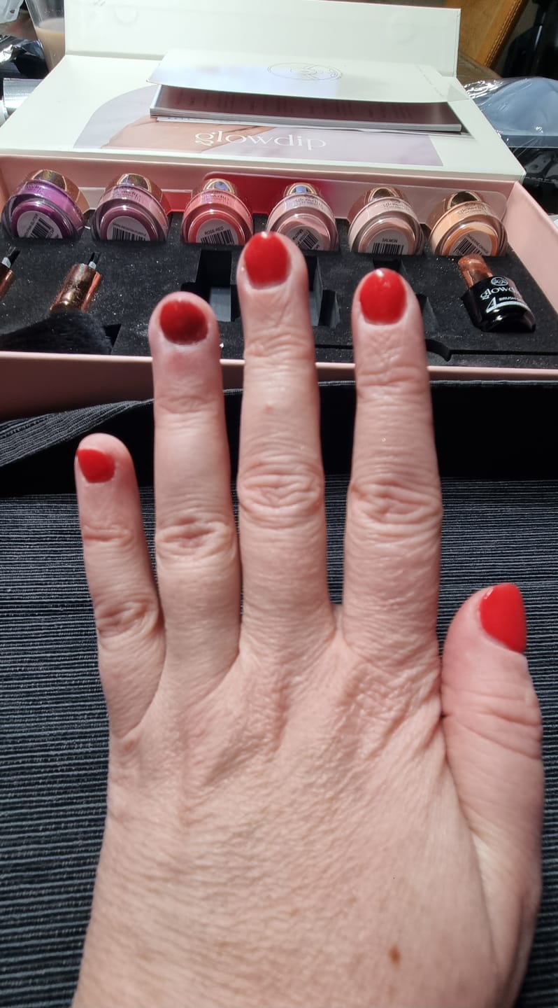 Customer photo review of Rose Red Dipping Powder