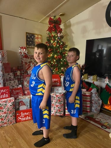 Customer photo review of Custom Red White Double Side Sets Design Sportswear Basketball Jersey