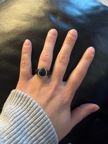 Customer photo review of New! Pear Silicone Ring with Metal Frame and Stones
