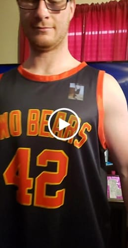 Customer photo review of Custom Purple Yellow Reversible Double Side Tops Basketball Jersey
