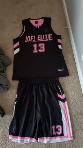 Customer photo review of Custom Pink White  Double Side Tops Athletic Basketball Jersey