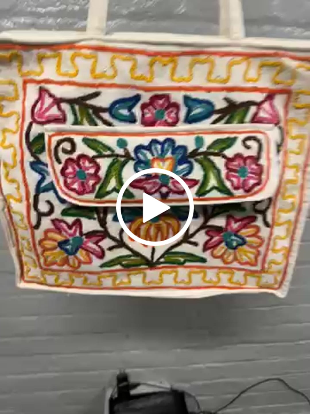 Customer video review of Kashmiri Hand-Embroidered Aari Cotton Bag