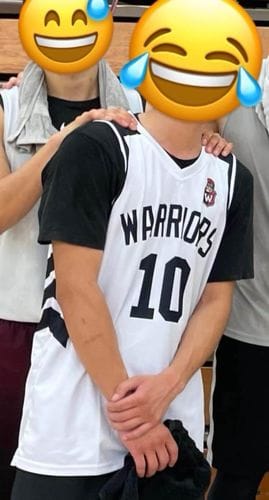 Customer photo review of Custom Black White-Black Graffiti Pattern Tops Mesh Basketball Jersey