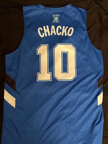 Customer photo review of Custom Cream Navy-Gold Classic Tops Athletic Basketball Jersey