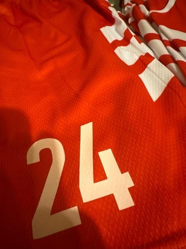 Customer photo review of Custom Black Red-White Stripe Fashion Tops Breathable Basketball Jersey