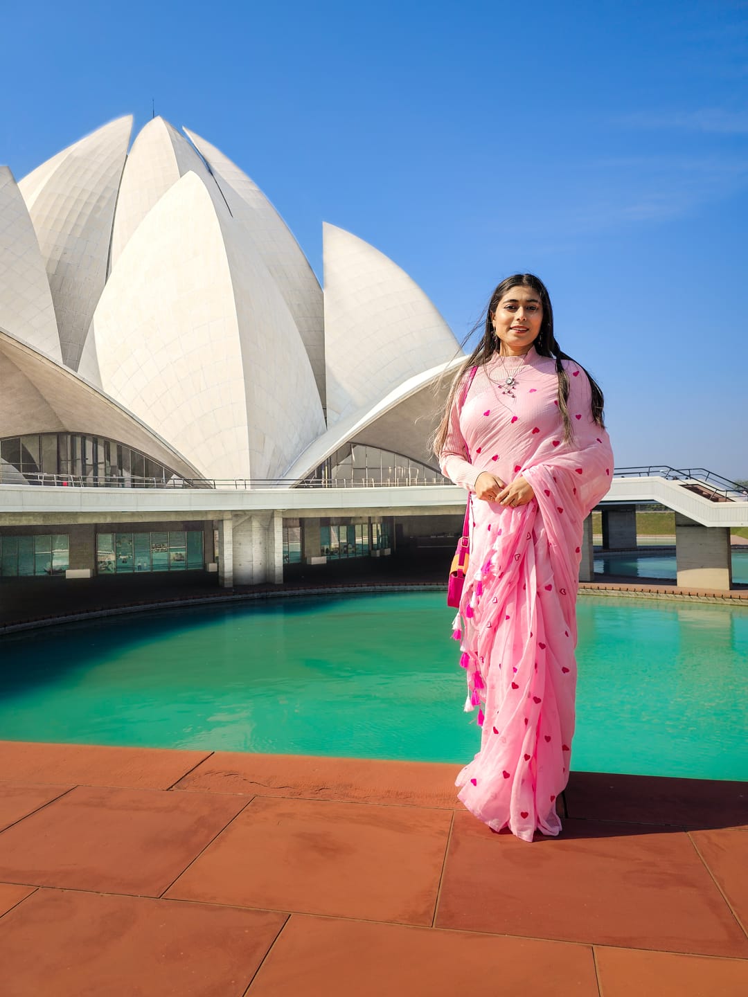 Customer photo review of Pink Love Mulmul Cotton Saree
