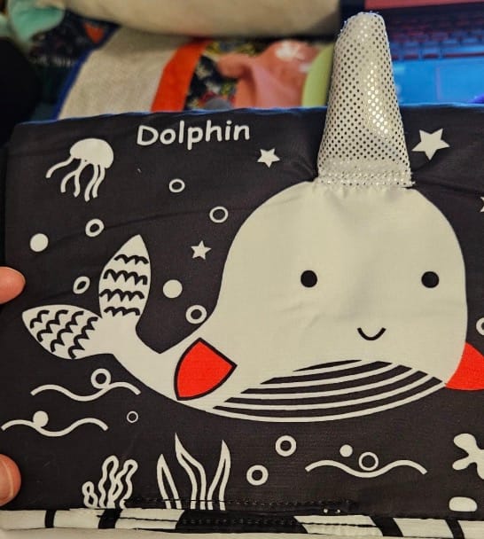 Customer photo review of Tummy Time Foldable Mirror with Interactive Sensory Book