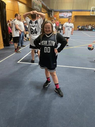 Customer photo review of Custom Black Pink Chest Slash Patttern Double Side Sports Uniform Basketball Jersey