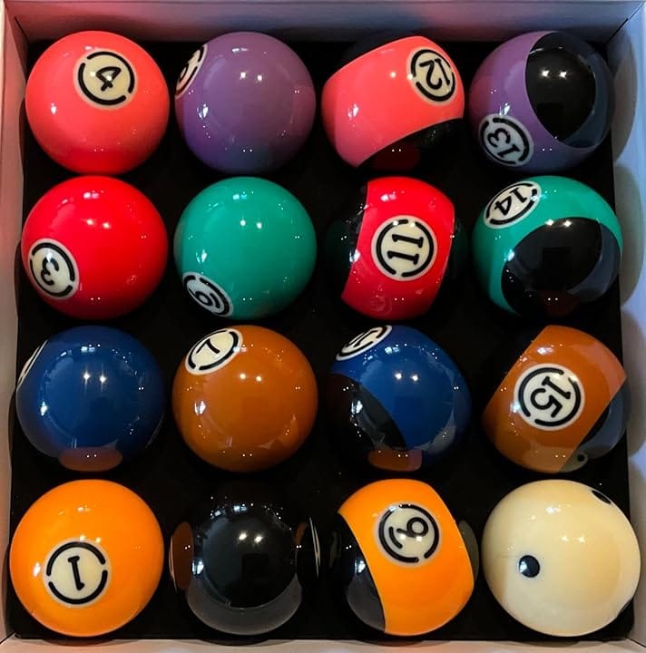 Customer photo review of Cue-King Black Edition Pool Balls 2.25" Set with 7/8" Pro Dotted Cue Ball Regulation Size Premium Billiard Ball Set