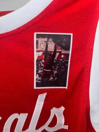 Customer photo review of Custom Cream Navy-Gold Classic Tops Athletic Basketball Jersey