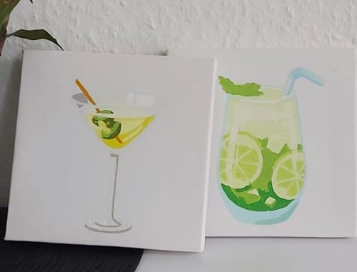 Customer photo review of Malen nach Zahlen - 6 Mini-Gemälde | Cocktail-Set
