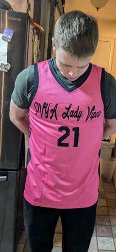 Customer photo review of Custom Black Yellow Double Side Sets Design Sportswear Basketball Jersey