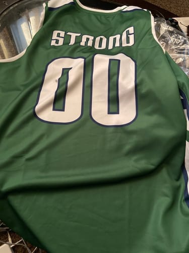 Customer photo review of Custom Blue Red-White Stripe Fashion Tops Fashion Sportwear Basketball Jersey