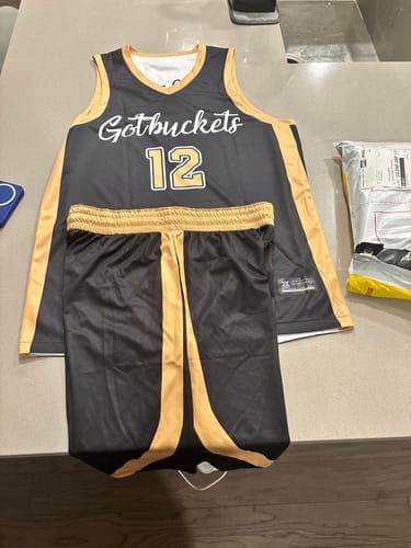 Customer photo review of Custom Black Red  Double Side Tops Athletic Basketball Jersey