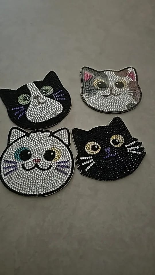 Customer photo review of Whisker Wonders Diamond Painting Coaster Set (10-Piece with Holder)