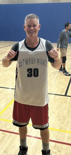 Customer photo review of Custom Purple White Double Side Tops Basketball Jersey