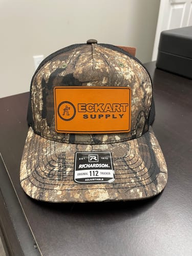 Customer photo review of Custom Leather Patch Hats Richardson CAMO Laser Engraved