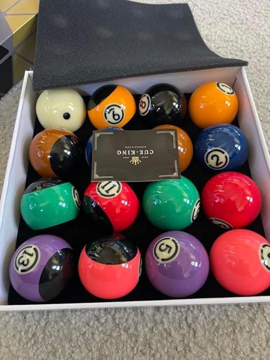 Customer photo review of Cue-King Black Edition Pool Balls 2.25" Set with 7/8" Pro Dotted Cue Ball Regulation Size Premium Billiard Ball Set