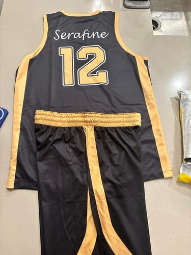 Customer photo review of Custom Black White Double Side Tops Athletic Basketball Jersey