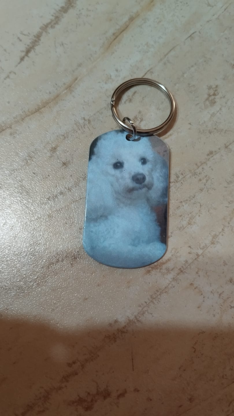 Customer photo review of Per sempre nel cuore - Portachiavi piastrina personalizzato