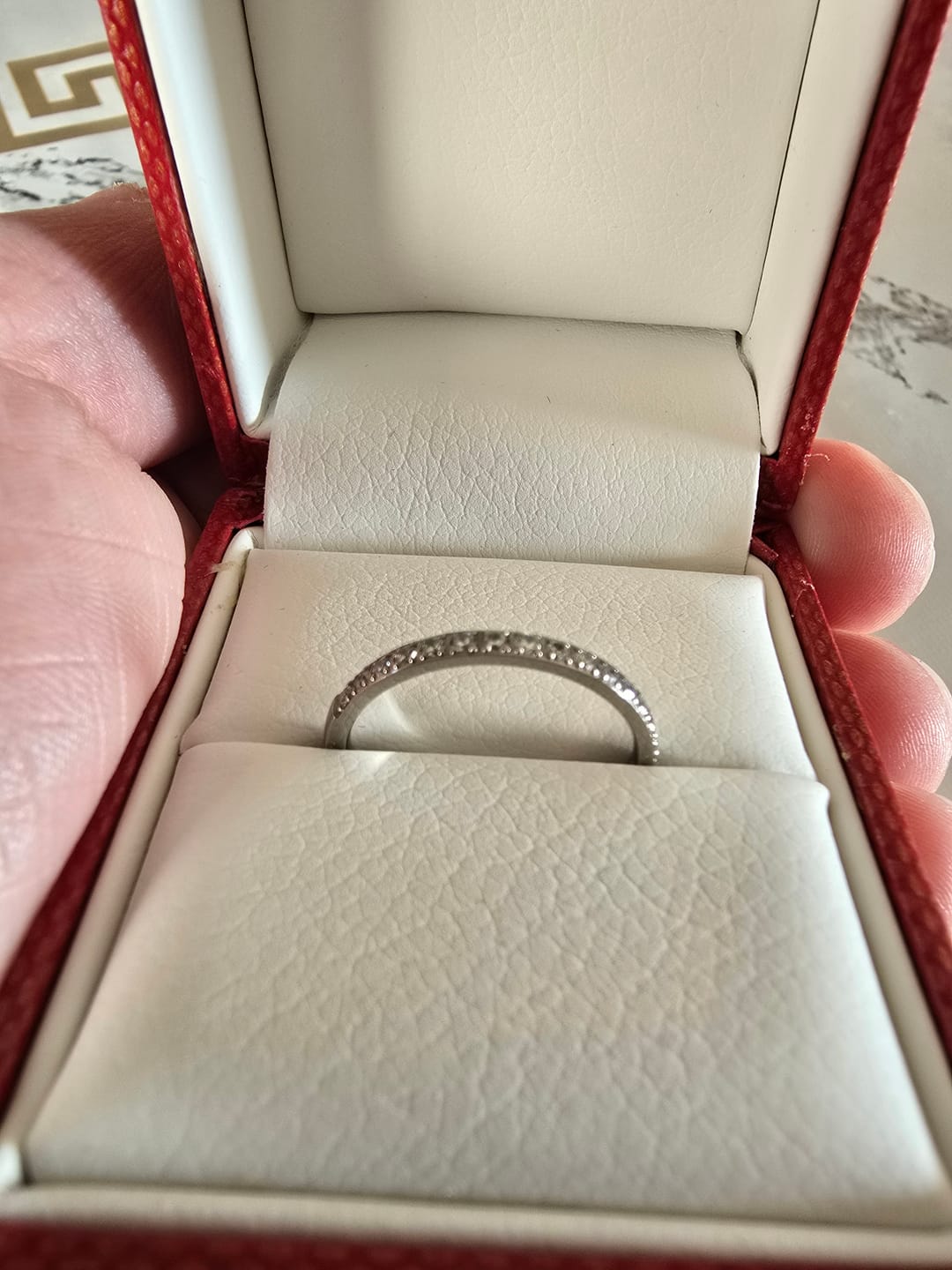Customer photo review of 3mm - Silver Titanium Full Eternity White Diamond all around Ring