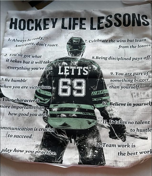 Customer photo review of Personalized Hockey Life Lessons Pillow-Gift For Hockey Lovers