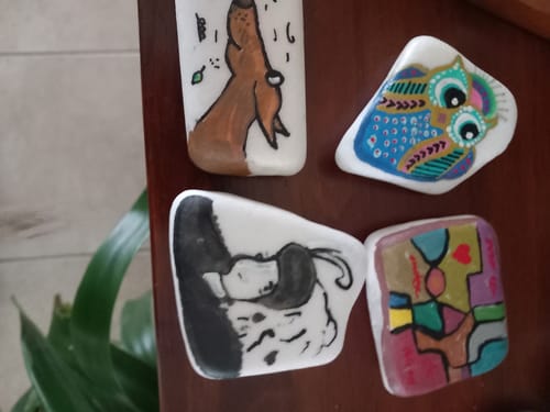 Customer photo review of 12/15 Stuks Santorini Schilderstenen 3-8 cm 1,5 KG Happy Stones + QR Codes voor de App