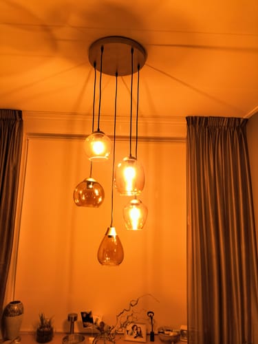 Customer photo review of Hanglamp Navi - 5-lichts - Amberkleurig - Glas