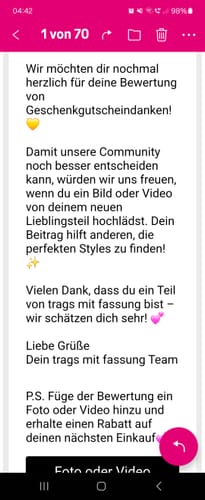 Customer photo review of Geschenkgutschein