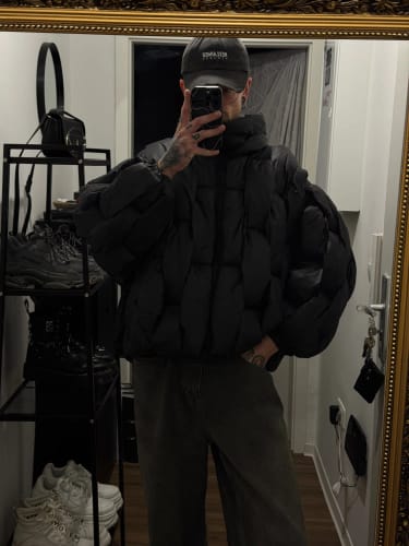 Customer photo review of HJK Exclusive Interwoven Quilted Puffer Jacket