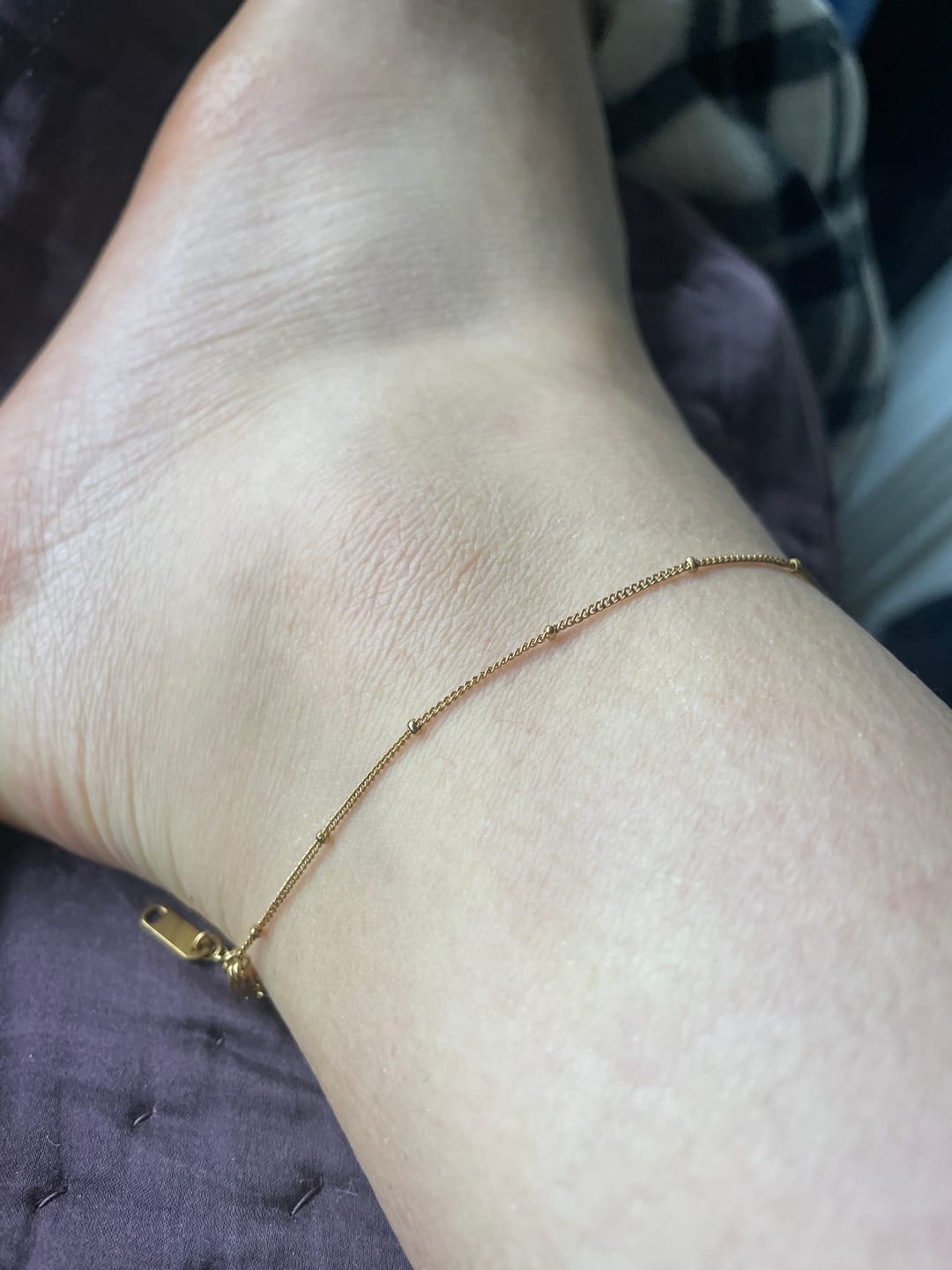 Customer photo review of Mira Beaded Gold Anklet
