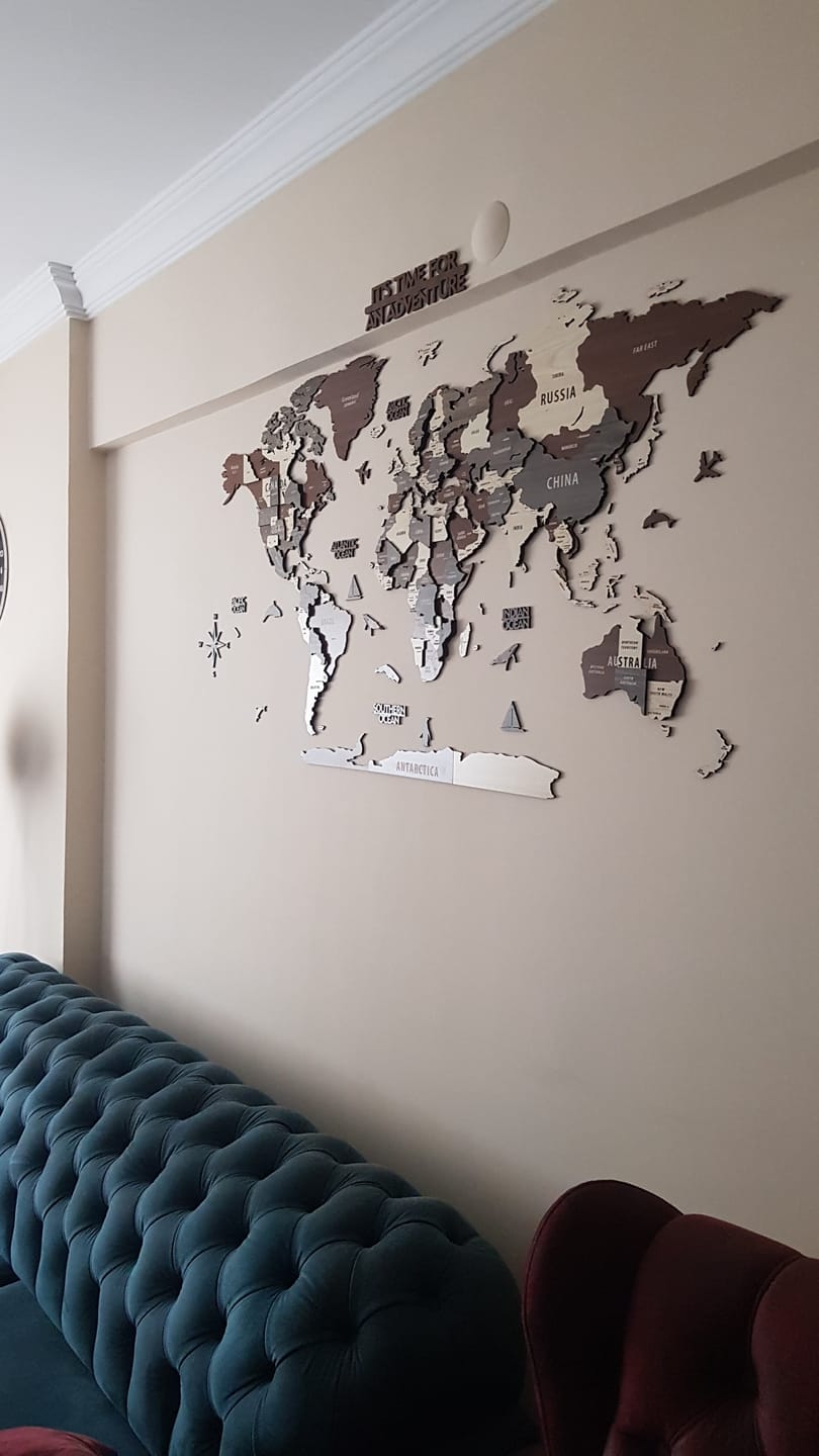 Customer photo review of Ahşap Dünya Haritası - Çok Katmanlı 3D Ahşap Duvar Dekoru (Mixed)