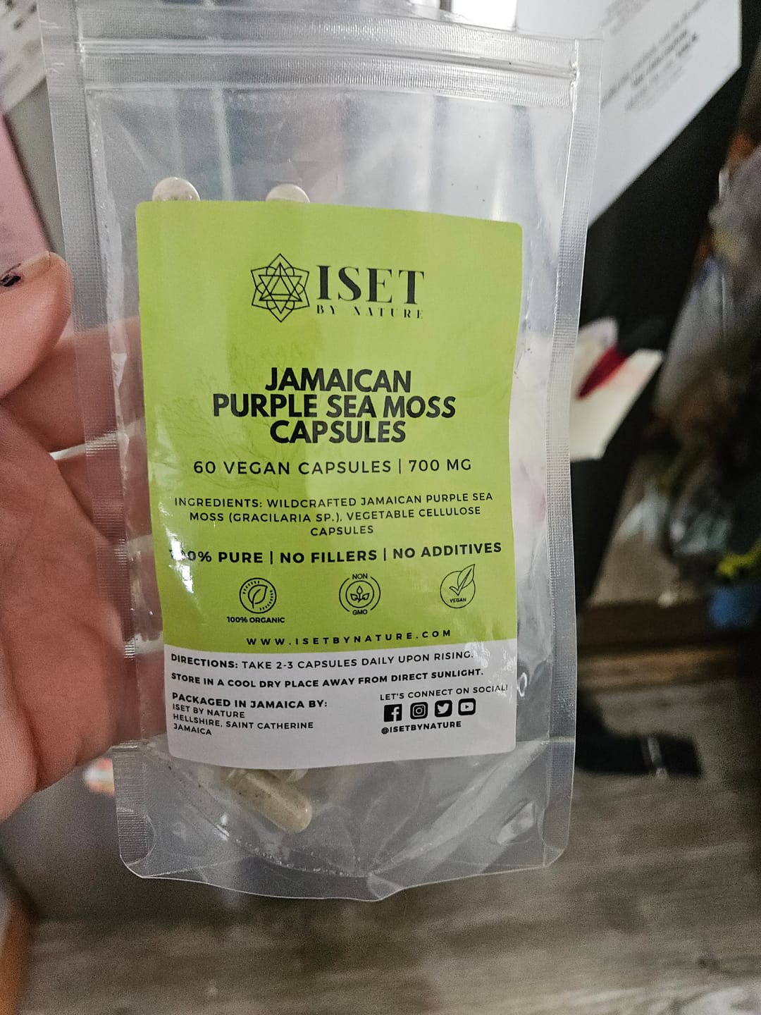 Customer photo review of Jamaican Purple Sea Moss Capsules | 700 mg | 100% Pure | No Fillers | 60 Vegan Capsules