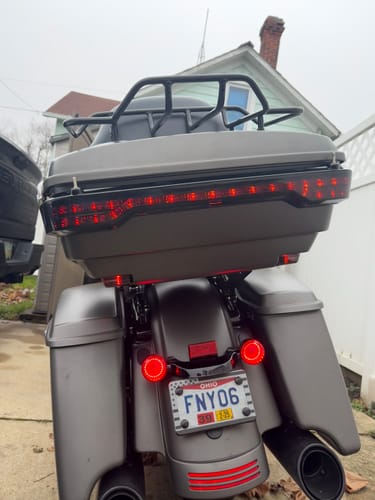 Customer photo review of HR3 Industrial Gray Denim 13.7" King Size Tour Pack Luggage For 14-24 Harley Touring