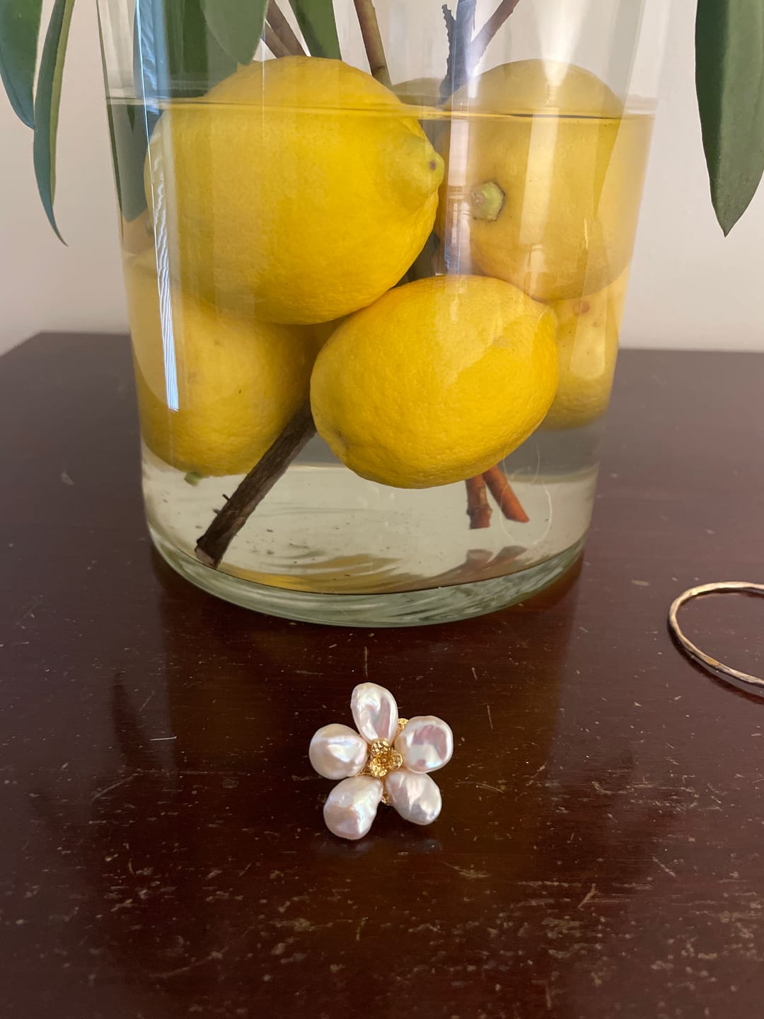 Customer photo review of FLOWER - White Keshi Pearl Stud Earrings