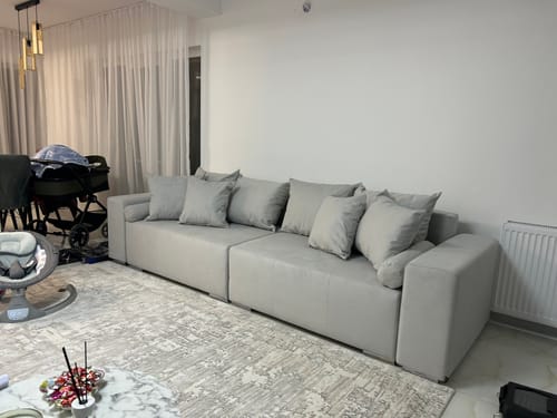 Customer photo review of Canapea extensibilă dumonde cu ladă de depozitare si sezut confortabil din spuma HR, Marbela New Grey XXL 295x100 cm