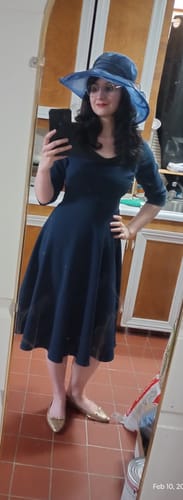 Customer photo review of 1950s Solid Irregular Collar Half Sleeves Dress