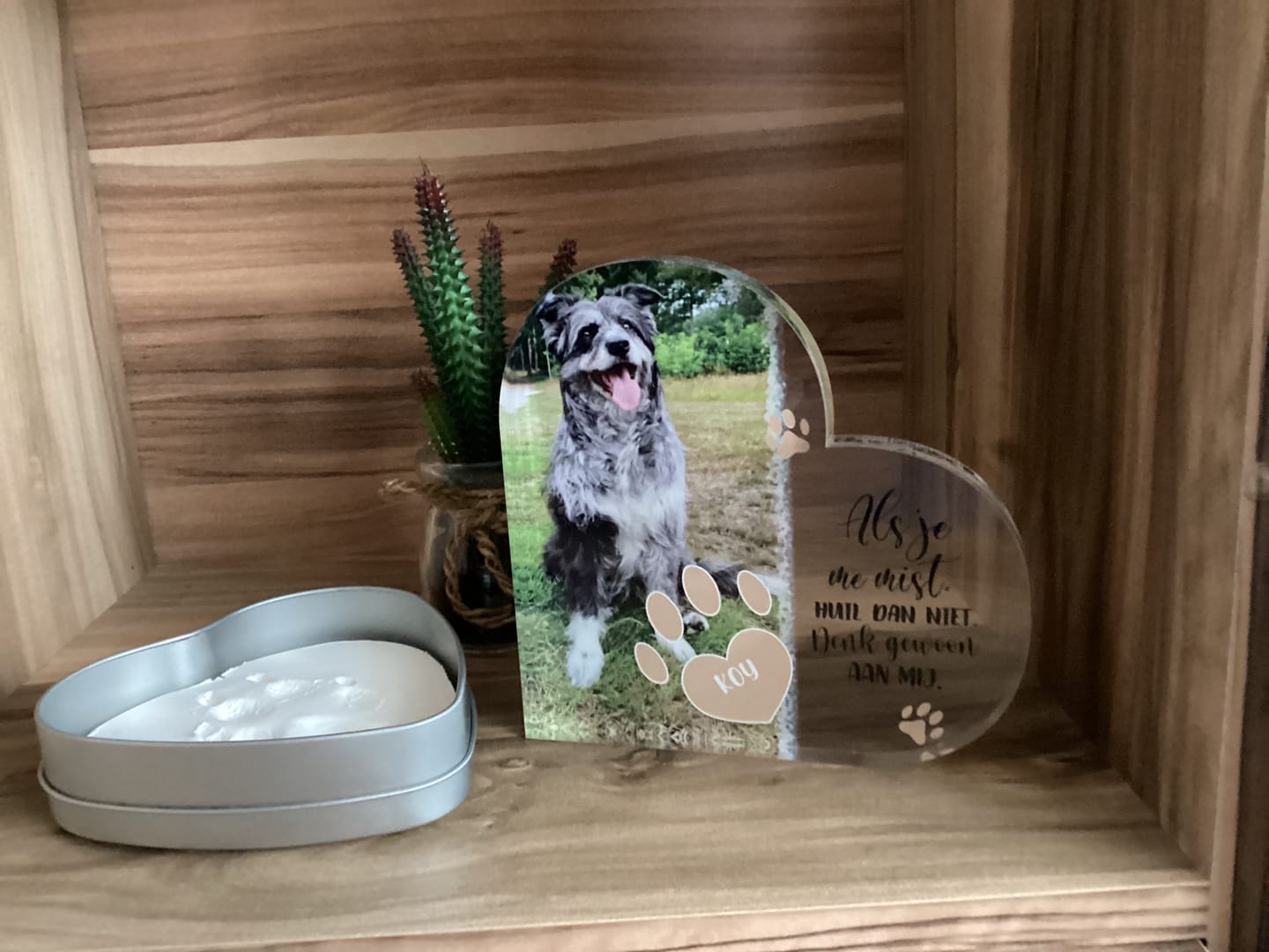 Customer photo review of Als je me mist - Gepersonaliseerd glazen hart