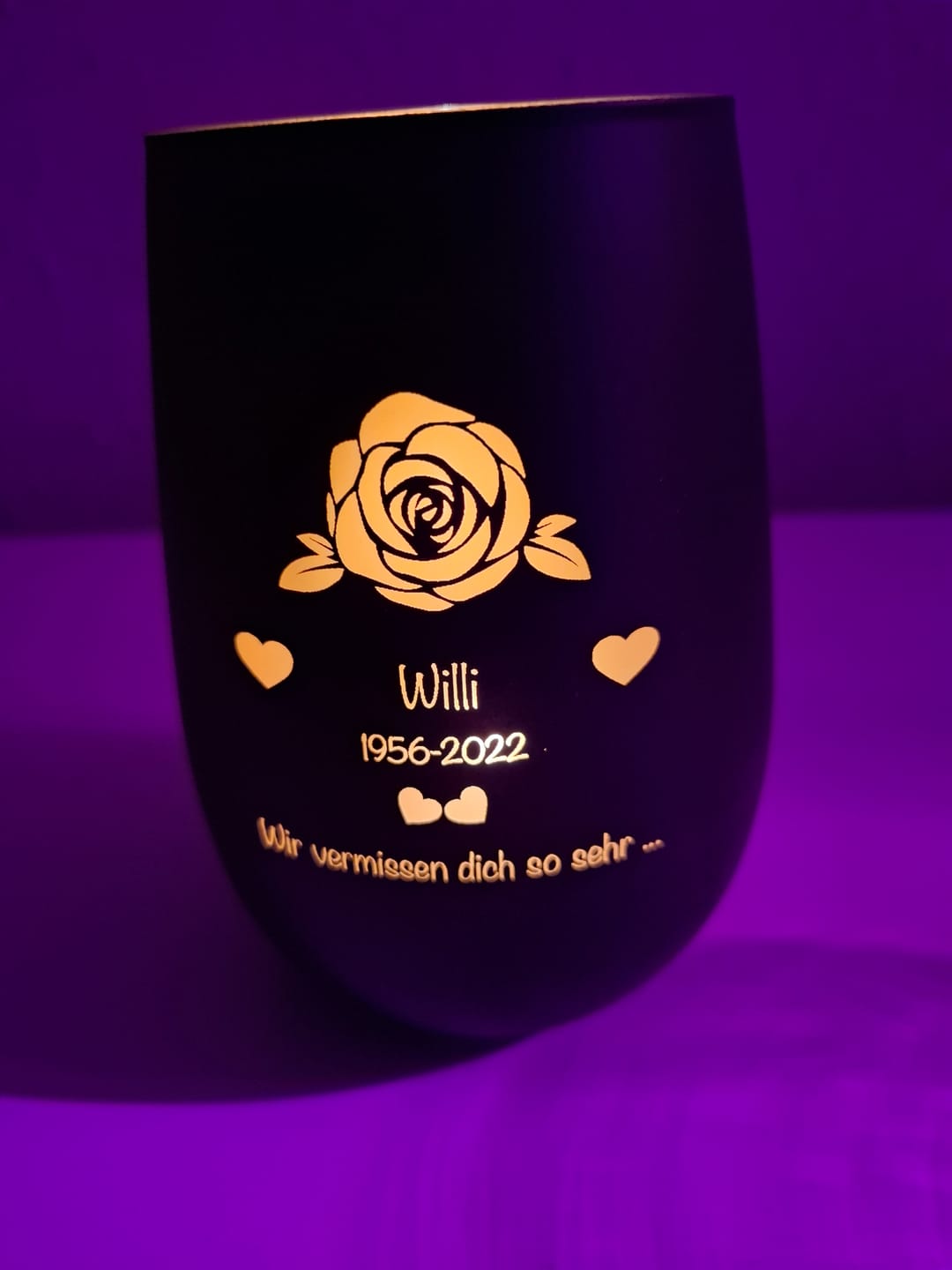 Customer photo review of Wir vermissen dich ... - Individuelles Trauerlicht