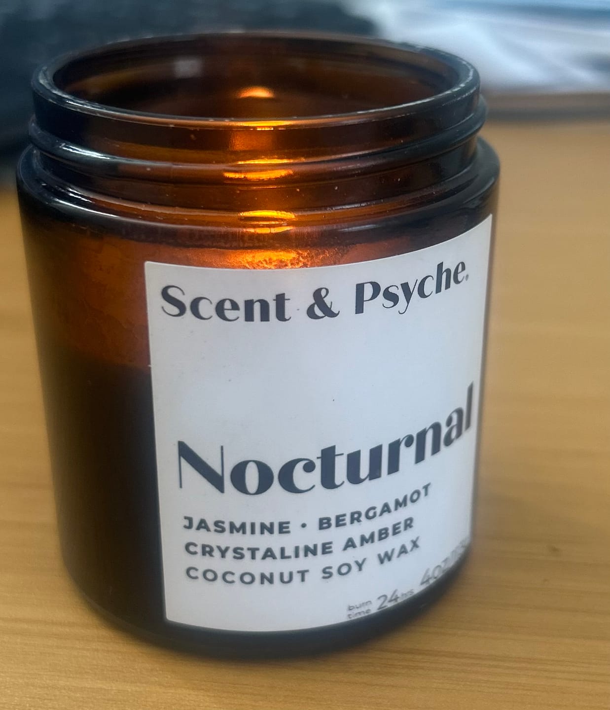 Customer photo review of Nocturnal Scented Candle   - 4oz Amber Jar