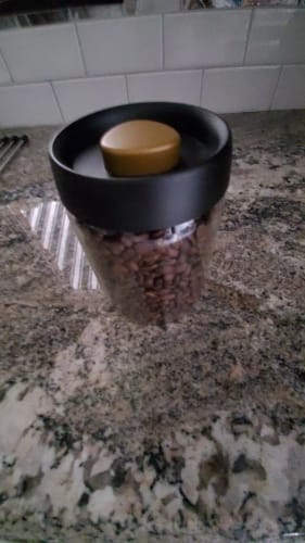 Customer photo review of Vacuum Sealed Glass Coffee Bean Container