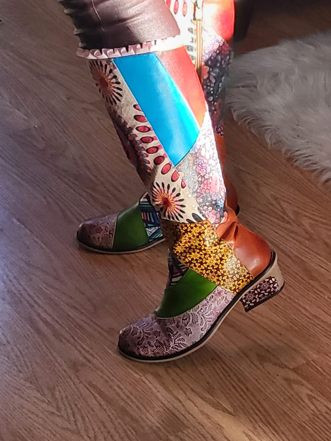 Customer photo review of Handmade Floral Embossed Embroidery Elegant Boots