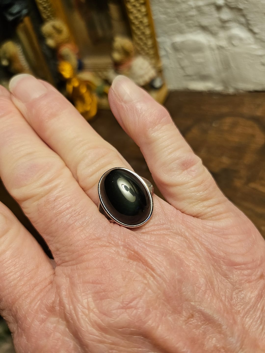 Customer photo review of Bague Ajustable "Guérison de L'Âme" en Obsidienne Œil Céleste & Argent