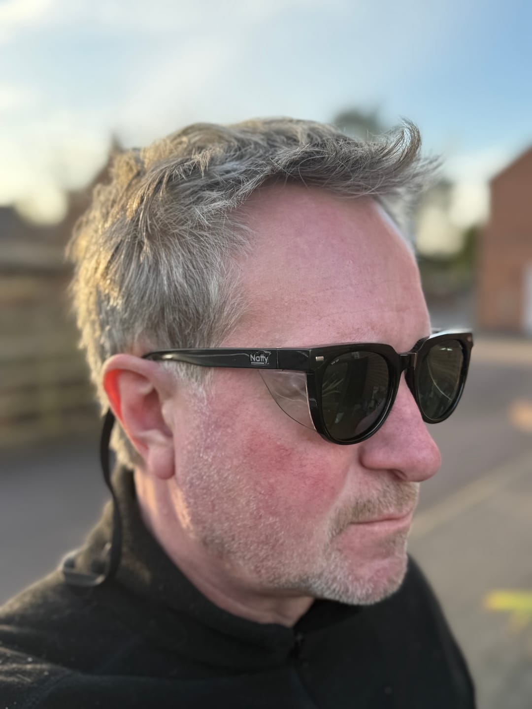 Customer photo review of Roys Black Polarised Safety Glasses