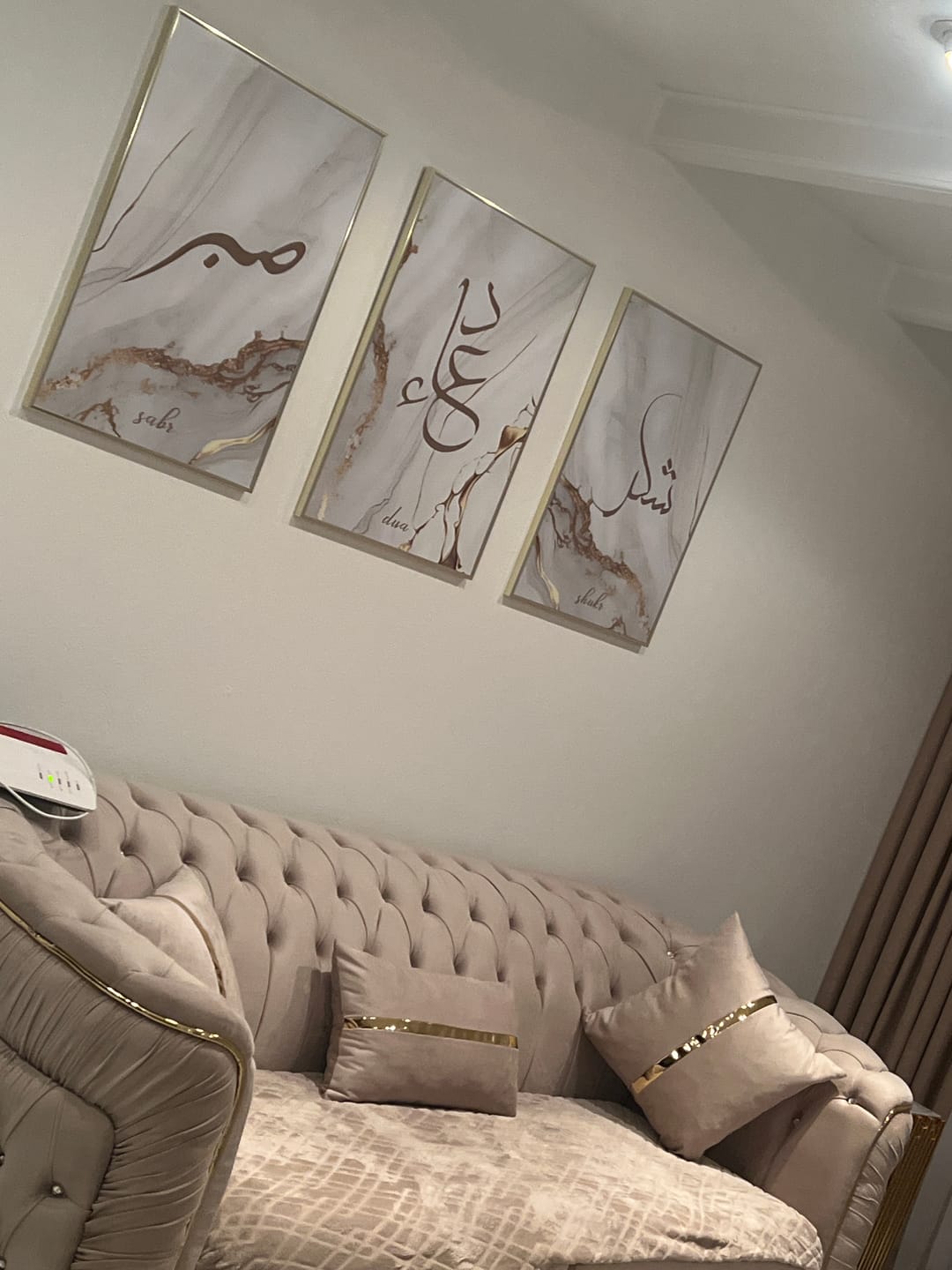 Customer photo review of Shukr, Dua, Sabr - Grey Golden Marble (Poster Set)